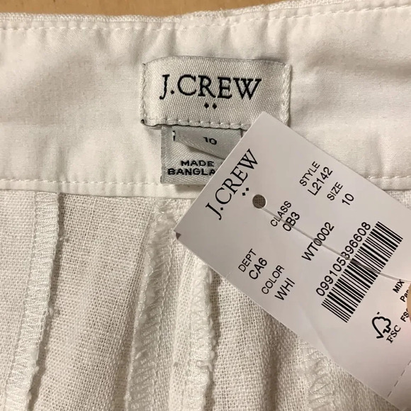 J. CREW FACTORY 4 Inch Linen Cotton Scalloped Hem Short in White - Picture 8 of 11